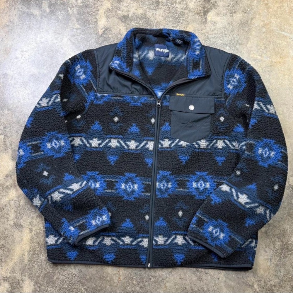 Wrangler Blue & Black Sherpa Fleece Jacket